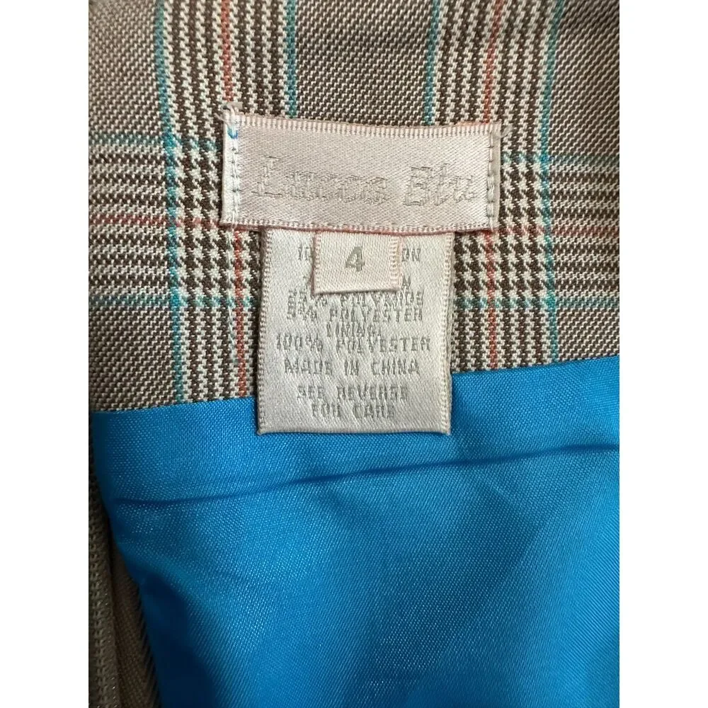 Lucca Blu Women's Herringbone Tweed Jacket/Skirt Set Lace Applique Size 4 Lined - Picture 4 of 11